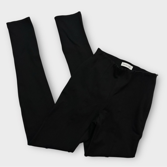 Anine Bing Max Pants EU 32 US 2 Black Pintuck Split Cuff Stretch Ponte High Rise - Picture 6 of 15